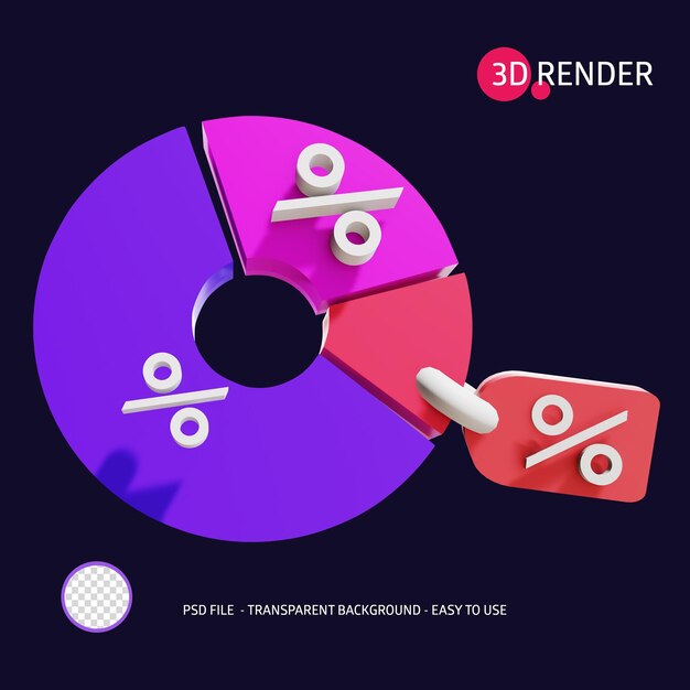 PSD 3d render icono gráfico circular 9