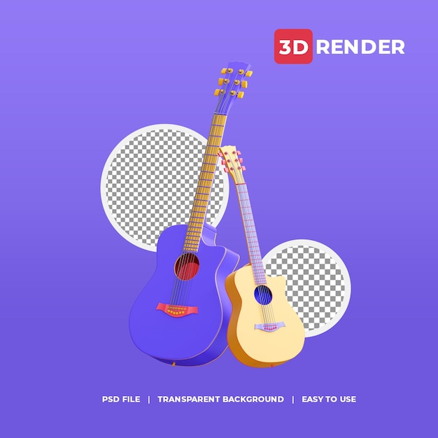 3d render icono guitarras