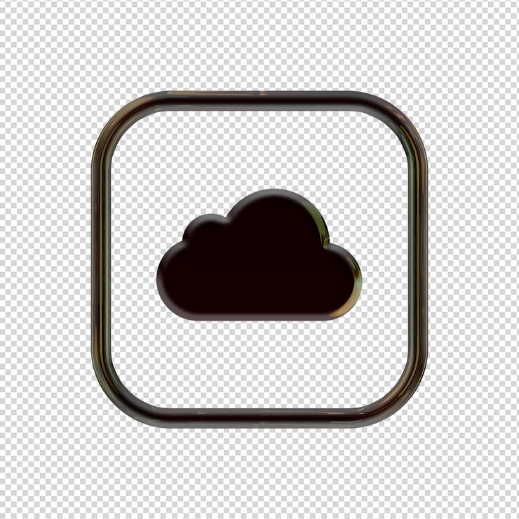 PSD 3d render icono de icloud negro brillante