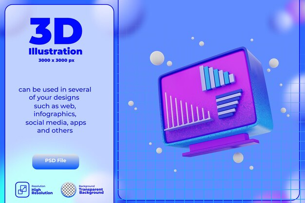 3d render icono lcd ranking