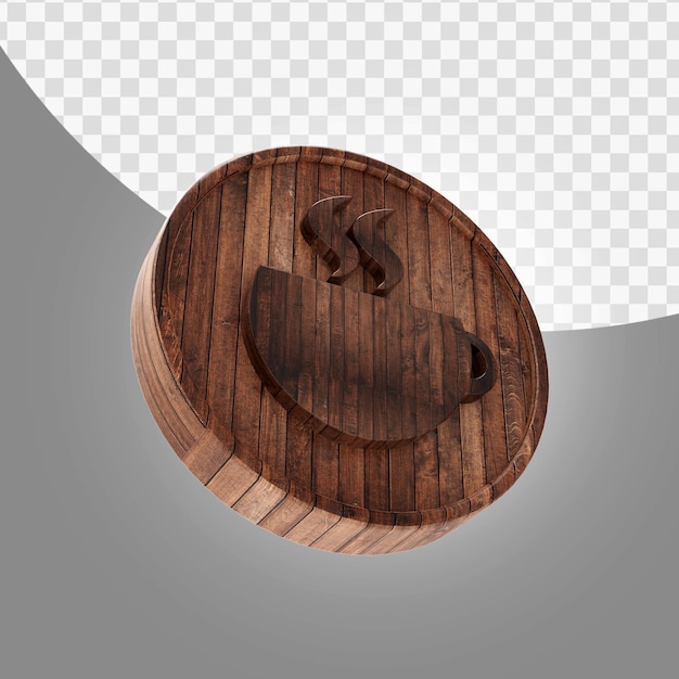 3D render icono de madera