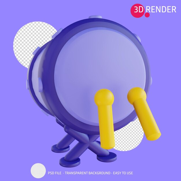 3d render icono mezquita tambor