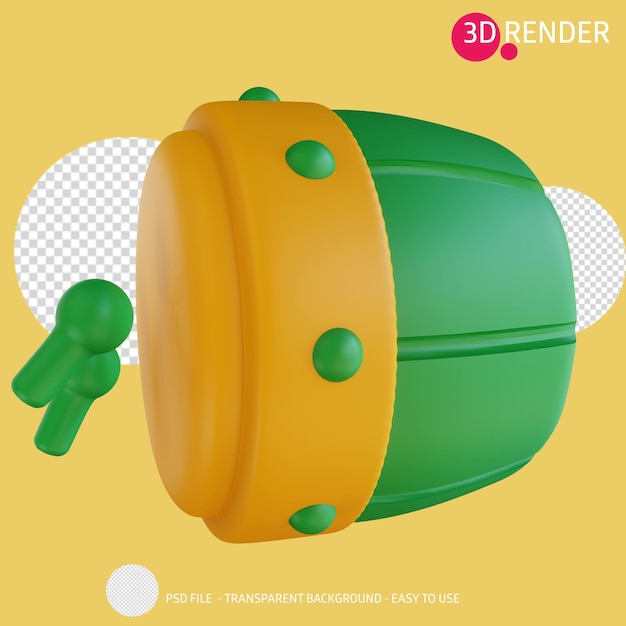 PSD 3d render icono mezquita tambor