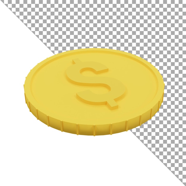 PSD 3d render icono moneda dólar