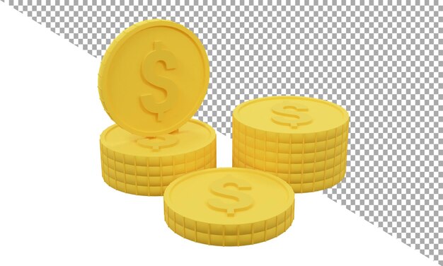 3d render icono moneda de oro dólar