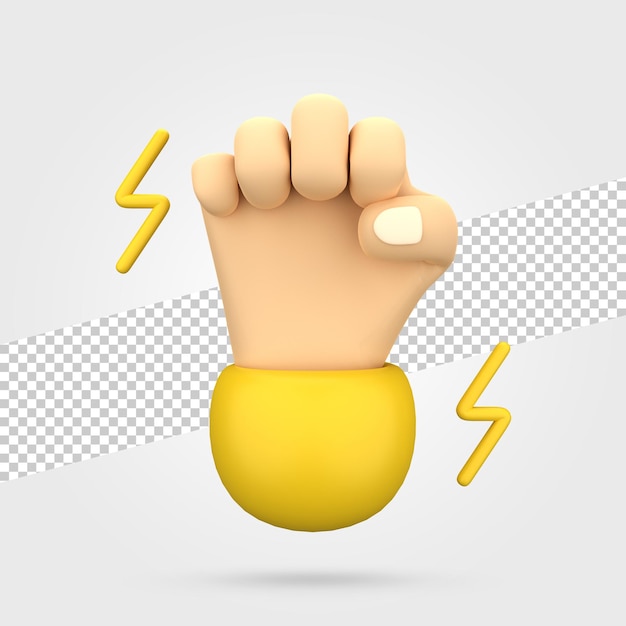 3D render de icono de pasión de puñetazo de mano