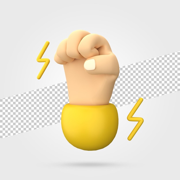3D render de icono de pasión de puñetazo de mano