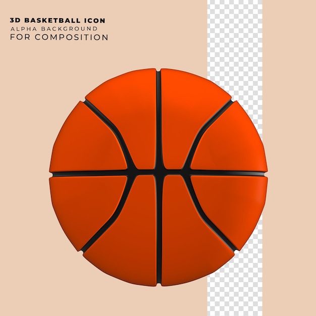 PSD 3d render icono de pelota de baloncesto naranja