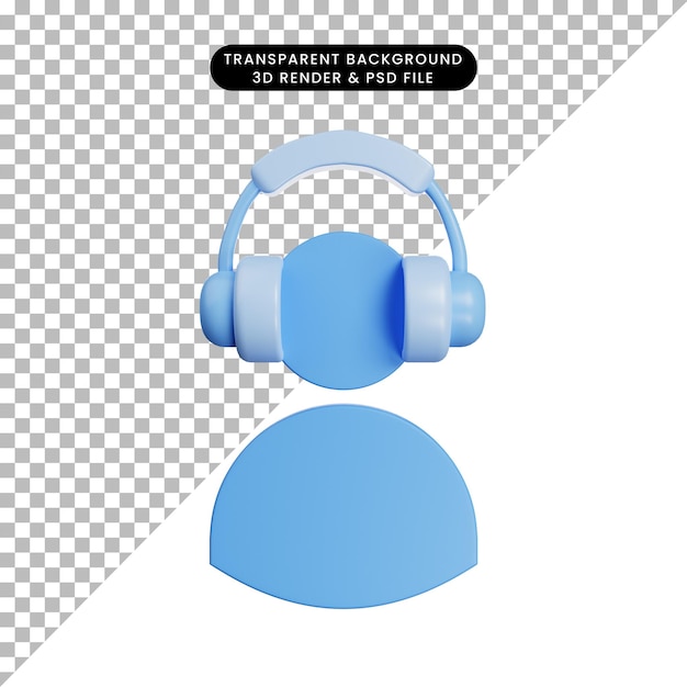 3d render icono de personas con auriculares