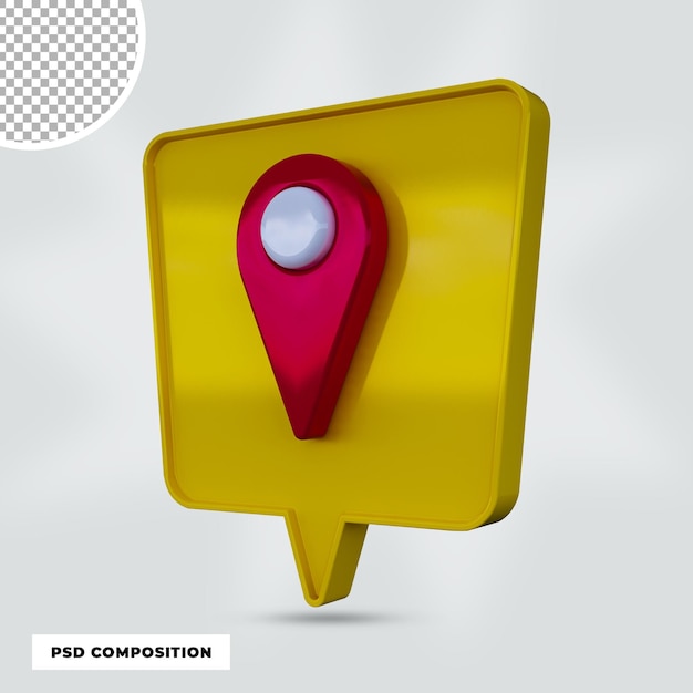 PSD 3d render icono de pin isolaed