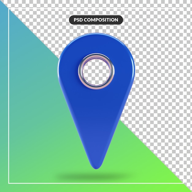 3d render icono de puntero de mapa azul aislado