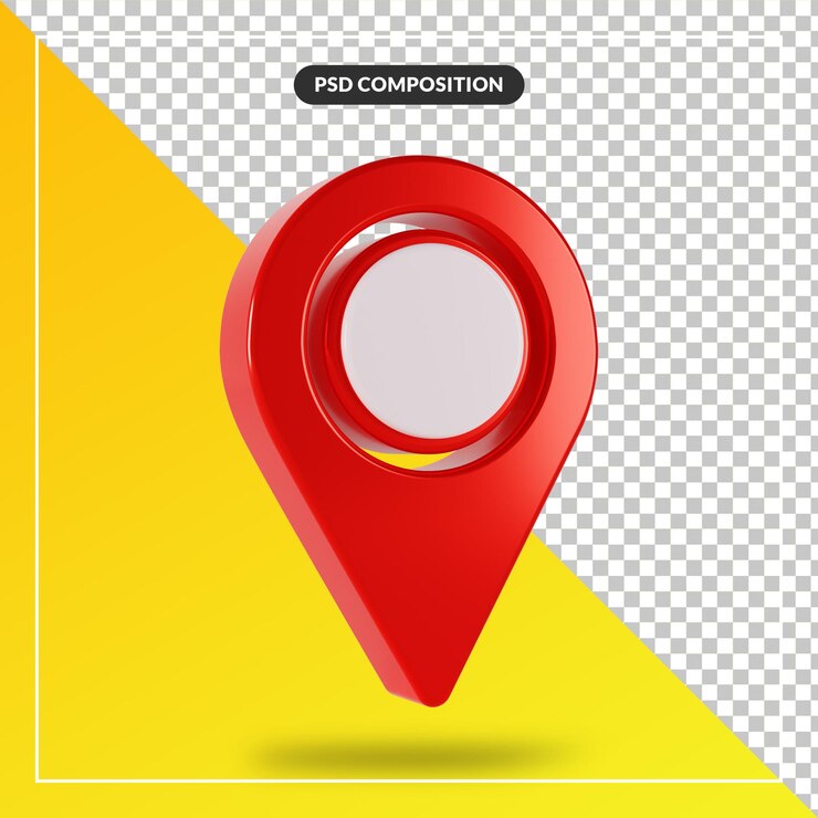 PSD 3d render icono de puntero de mapa rojo aislado