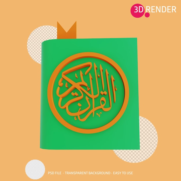 PSD 3d render icono qoran