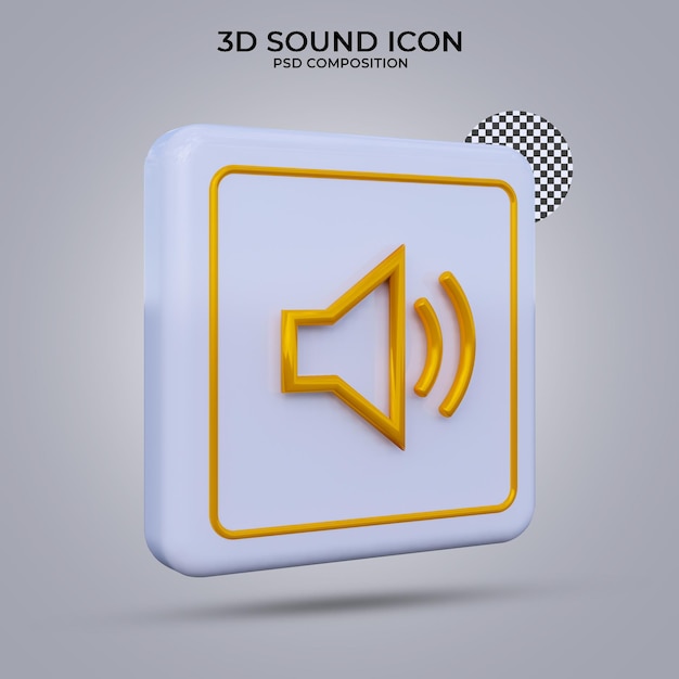 PSD 3d render icono de sonido aislado