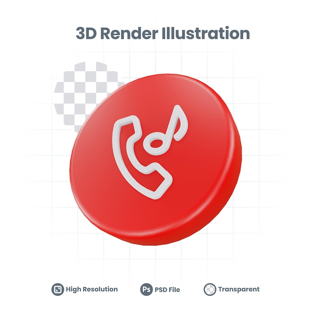 PSD 3d render icono de sonido de tono de llamada de teléfono inteligente para promoción de redes sociales de aplicaciones móviles web