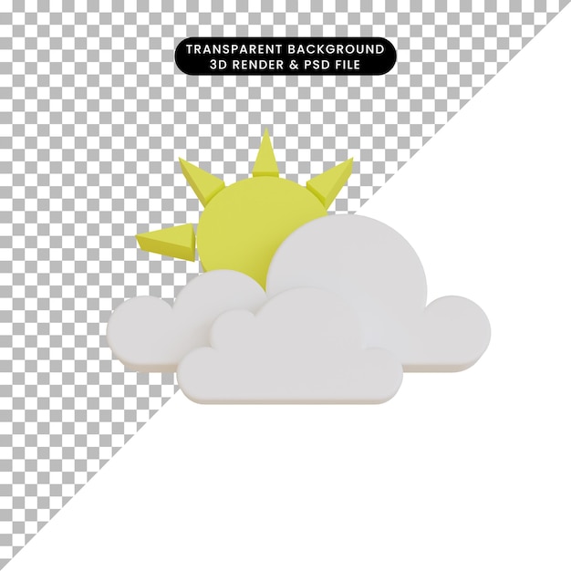 3d render icono de tiempo nublado