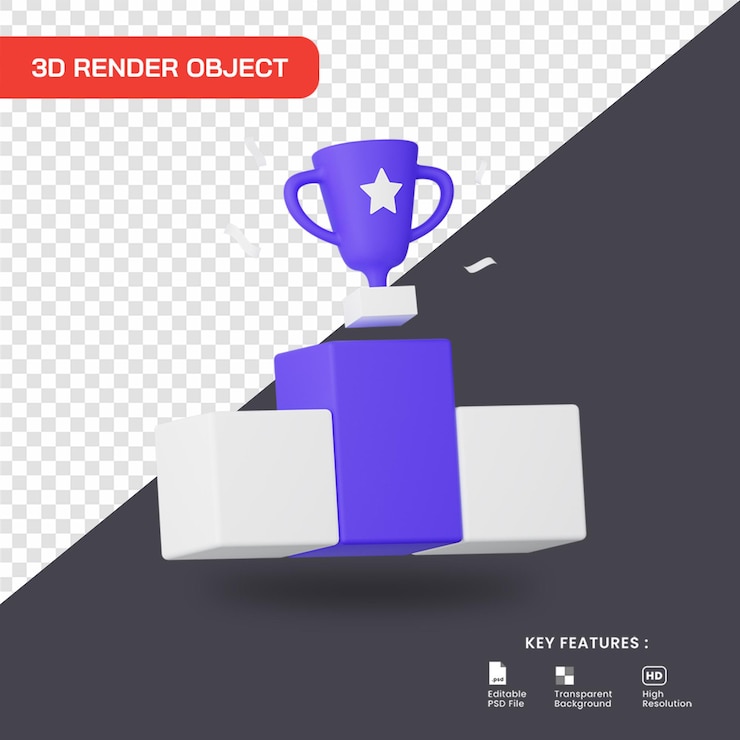 PSD 3d render icono de trofeo de campeón