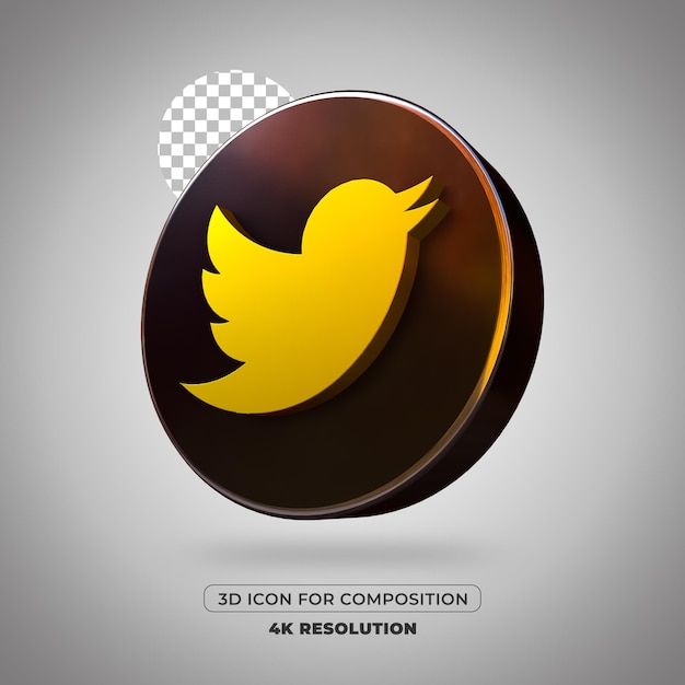 3D render icono de twitter aislado