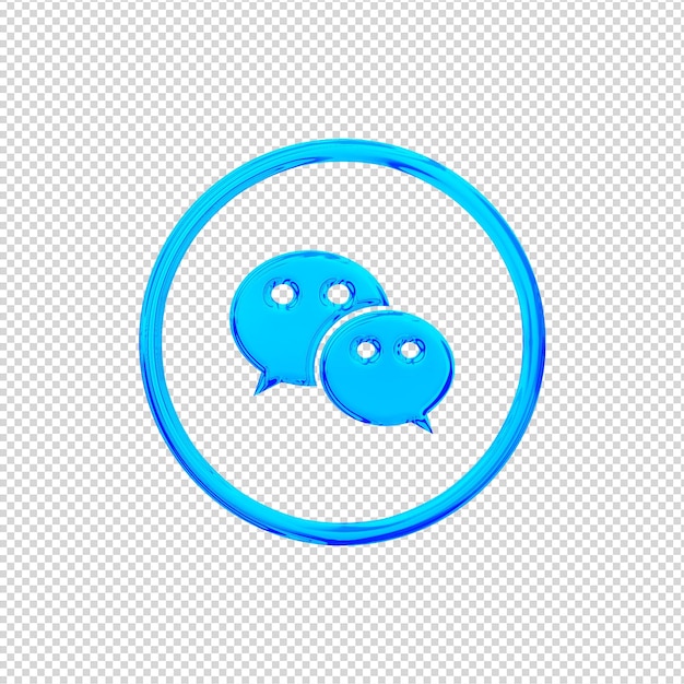 PSD 3d render icono de wechat azul brillante