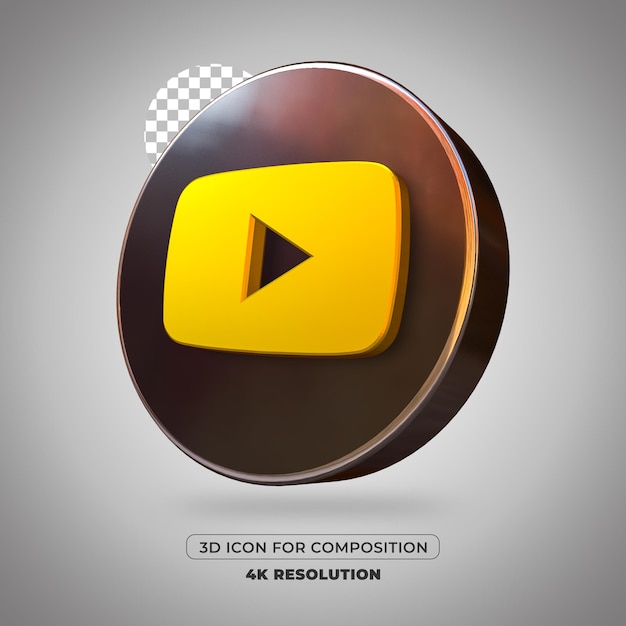 3d render icono de youtube aislado