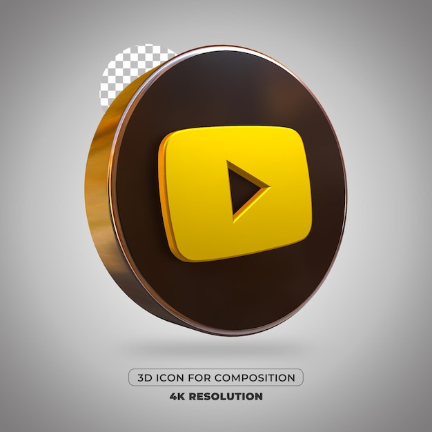 3D render icono de YouTube aislado