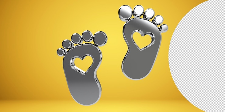 PSD 3d render ikon kaki bayi tanpa alas kaki hati latar belakang transparan png - kaki bayi, jejak kaki, hati