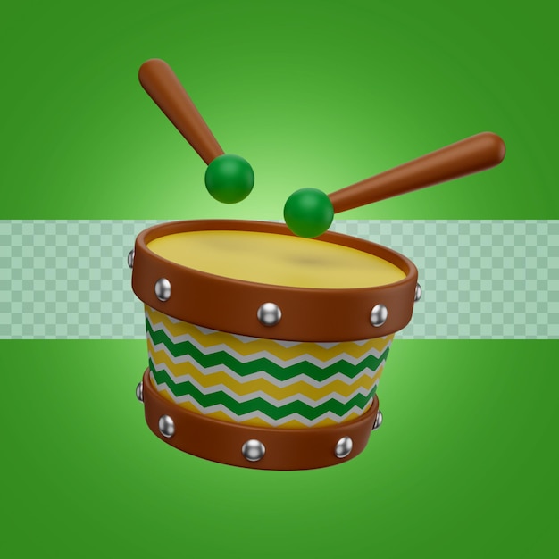 3D-Render-Illustration Brasilianische Trommel mit Holztrommeln