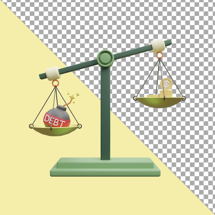 PSD 3d render illustration debt revenue balance