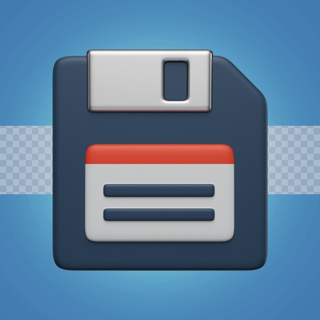 3D-Render-Illustration Diskette mit Etikett