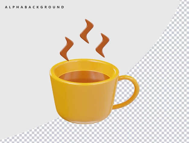 3D-Render-Illustration mit heißem Tee-Symbol