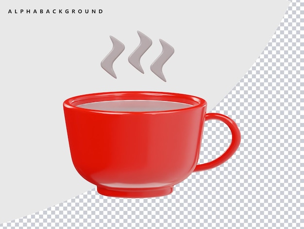 3D-Render-Illustration mit heißem Tee-Symbol