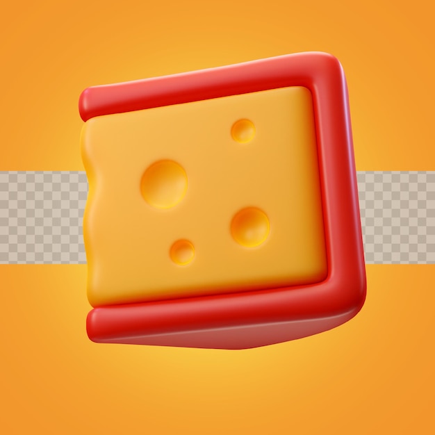 PSD 3d render illustration morceau de fromage