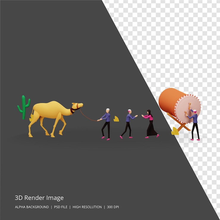 PSD 3d render illustration of islamic concept 