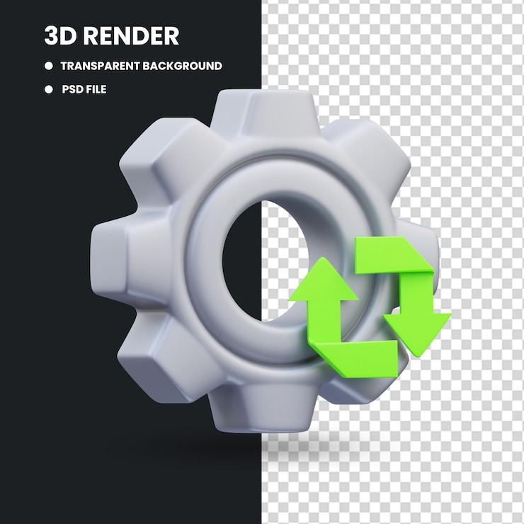 PSD 3d render illustration of reusable project management icon