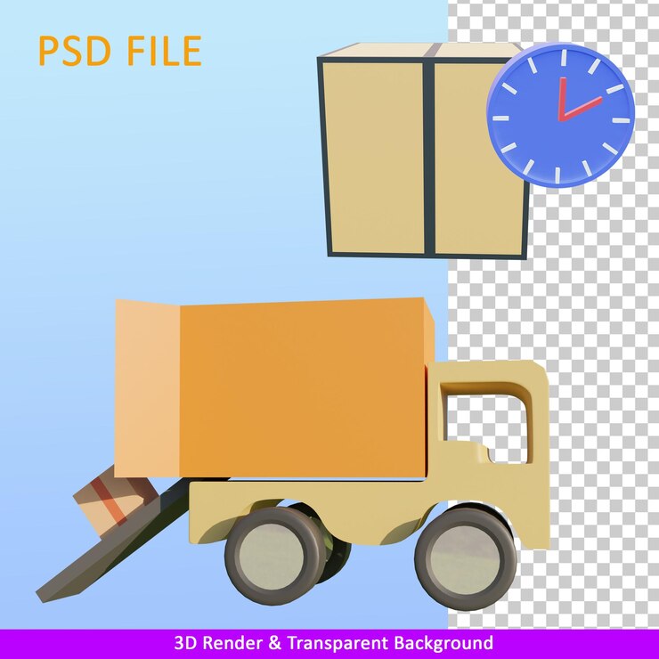 3d render illustration package delivery truck