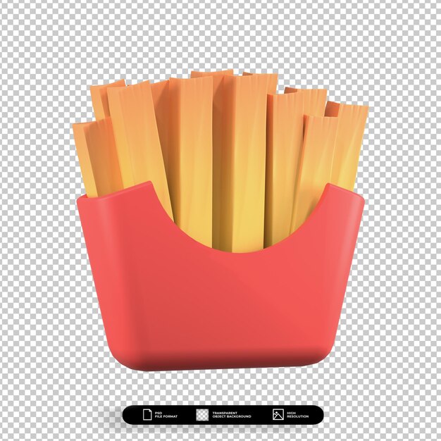 3D-Render-Illustration Pommes-Frites-Symbol isoliert