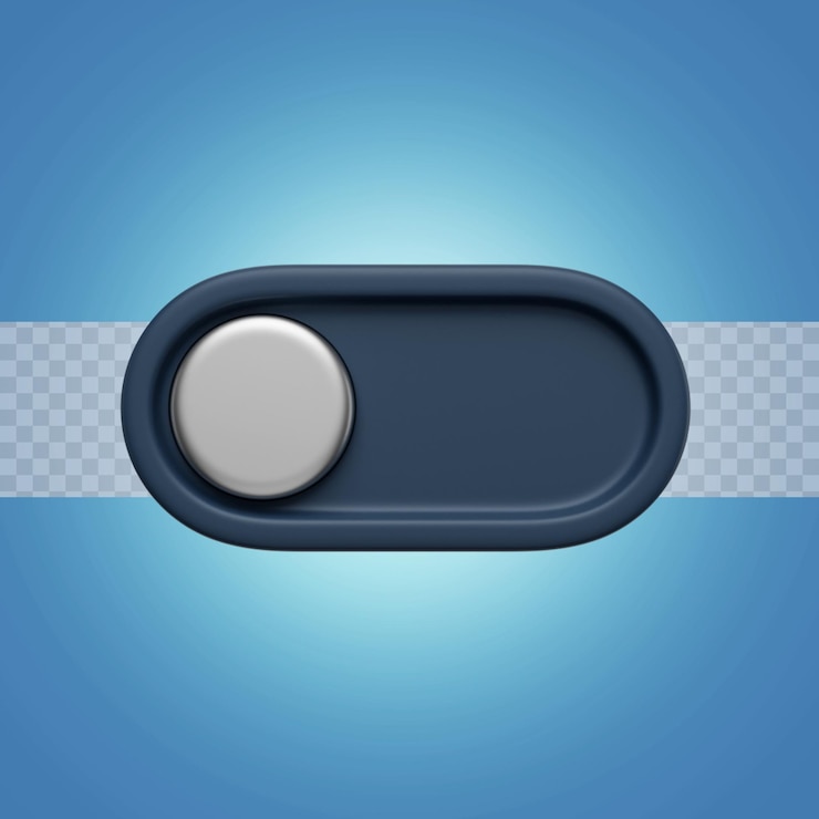 PSD 3d render illustration toggle-off with silver button