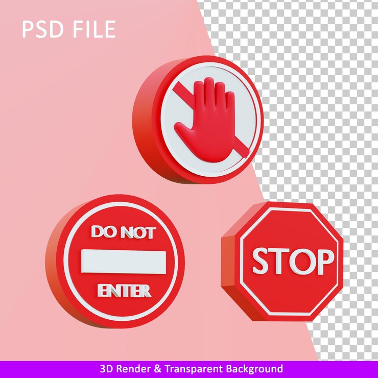 3d render illustration traffic signs