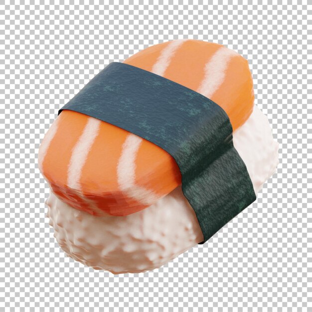 3D Render illustrazione sushi di salmone isolato premium psd