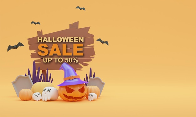 3d render illustrazione vendita di halloween