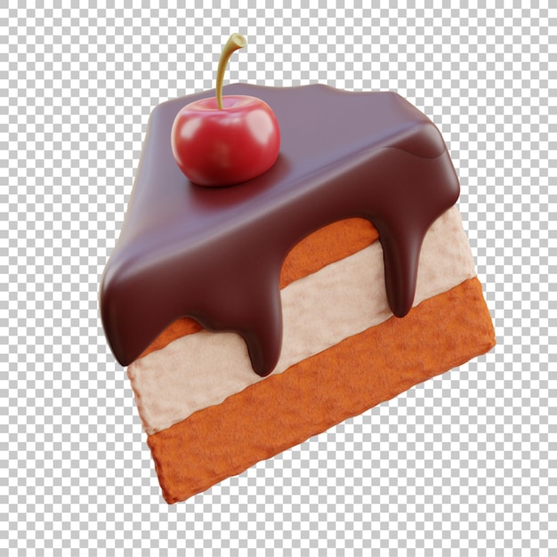 3D Render ilustração de bolo com chocolate premium psd