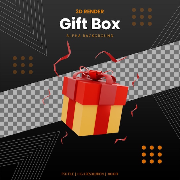 3D render ilustração de caixa de presente de natal