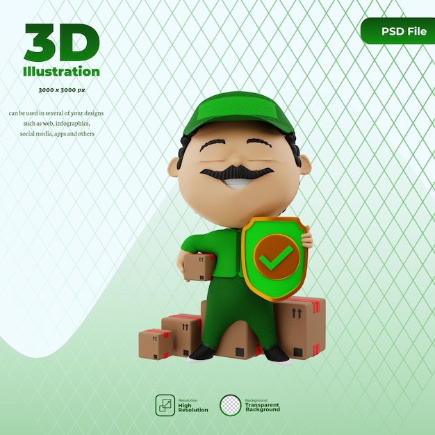 PSD 3d render ilustração de correio bonito