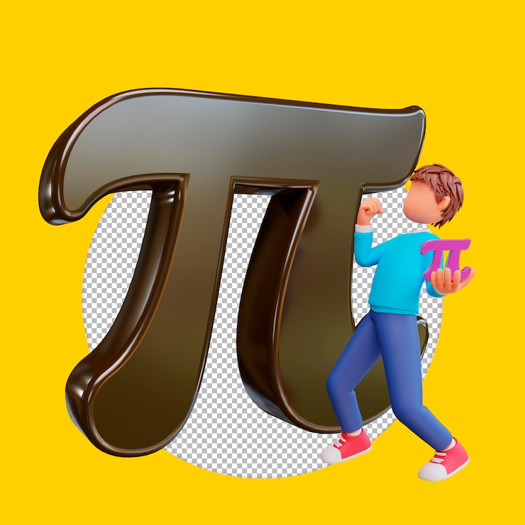 PSD 3d render ilustração de dia pi com meninos bonitos