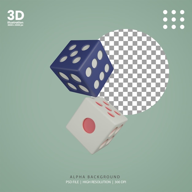 3d render ilustração de dois dados