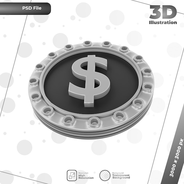 3d render ilustração de dólar