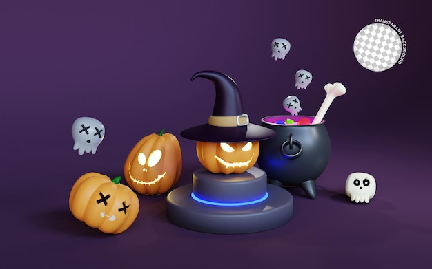 PSD 3d render ilustração de halloween