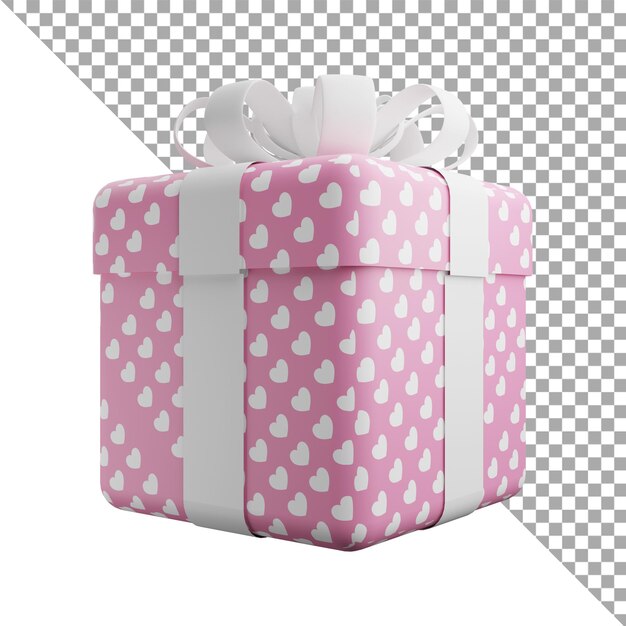 3d render ilustração ícone giftbox padrão dos namorados