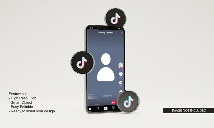 3D render ilustração ícone tiktok maquete de telefone móvel