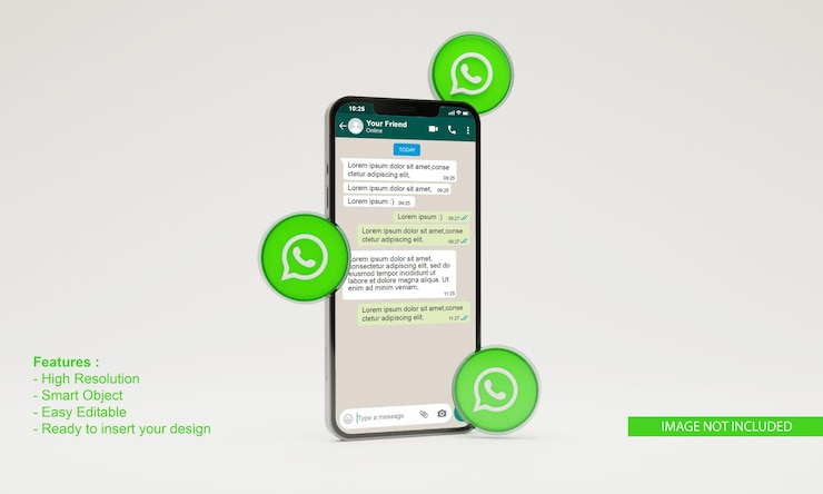 3D render ilustração ícone whatsapp maquete de telefone móvel